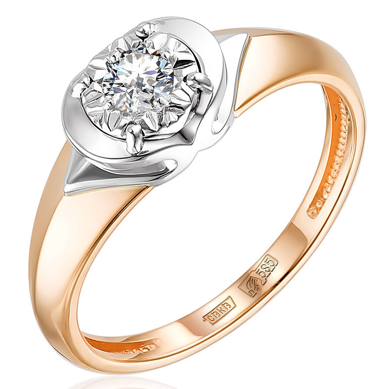 Кольцо, золото, бриллиант, 1-11-1043-101